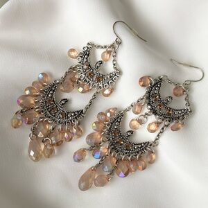 Silver-tone Jewelled Chandelier Earrings